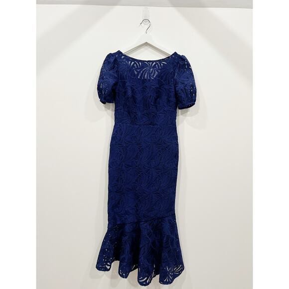 Kay Unger Portia Tea Length Dress in Midnight Blue - Picture 6 of 16